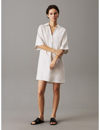 ROBE CHEMISE À MANCHES MOITIÉ EN MELANGE DE LIN