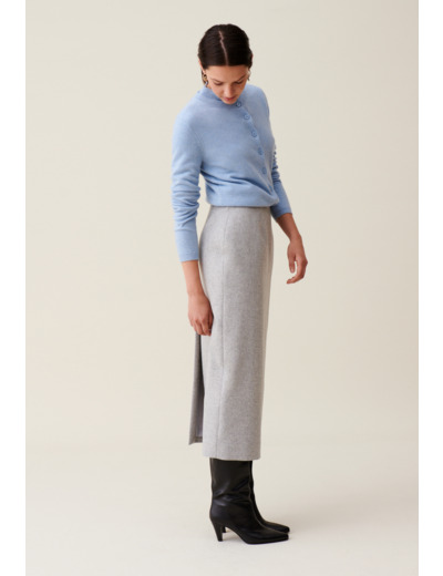 Jupe crayon taille haute gris clair