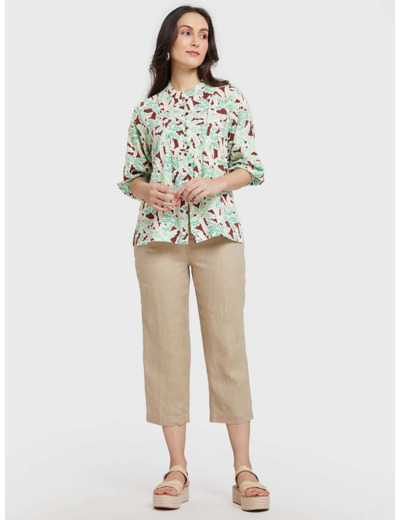 กางเกงขา 5 ส่วนผู้หญิง ผ้าลินิน