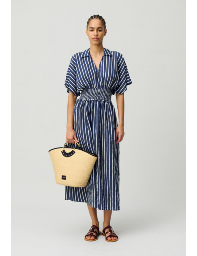 Robe cache-cœur rayée