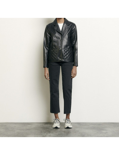 Veste façon tailleur en cuir