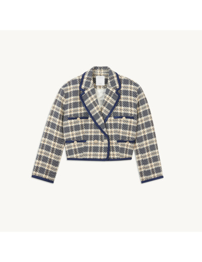 Veste courte en tweed à carreaux