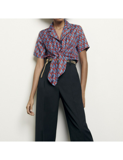 Chemise pyjama en soie imprimée
