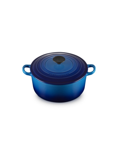 Cocotte ronde 24cm en fonte émaillée bleu azur