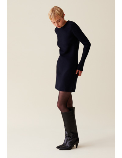 Robe courte maille dos côtelé