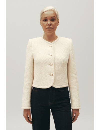 Veste courte tweed ivoire