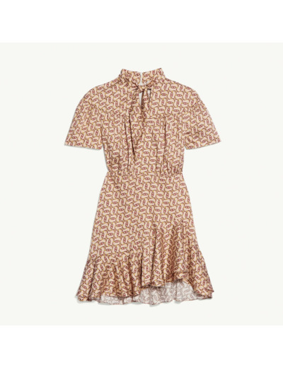Robe imprimée avec col cravate à nouer