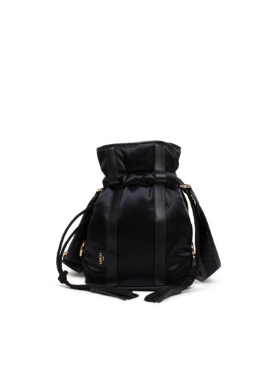 ELSA NYLON SATIN ET CUIR LISSE - Sac Seau - Noir