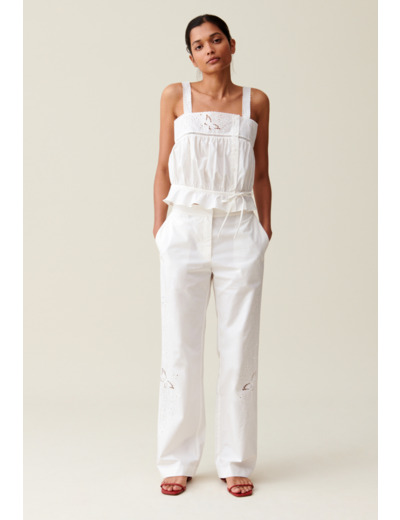 Pantalon droit brodé