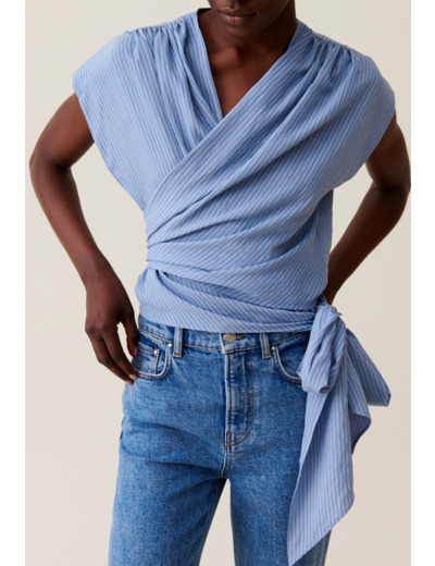 Blouse cache-cœur rayée