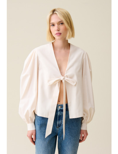 Blouse col V à nouer