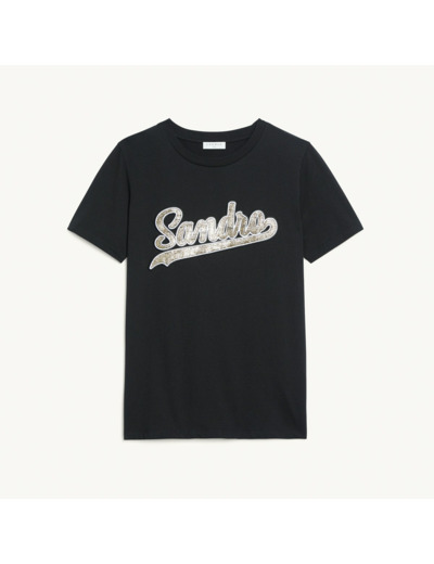 T-shirt avec patch en  tissu lamé