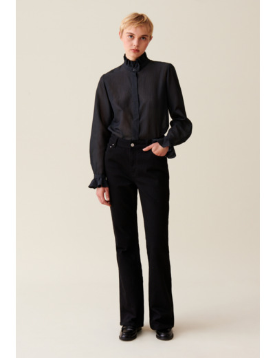 Chemise fluide col volanté rayures