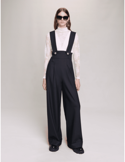 Pantalon large à bretelles