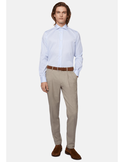 Chemise À Rayures Bleu Clair En Coton Dobby Regular Fit