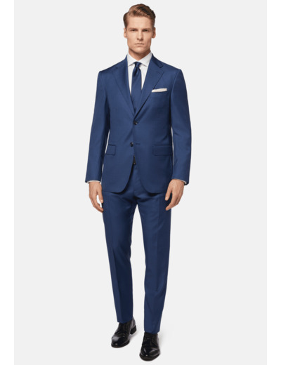 Veste Bleue En Laine Grain De Poudre