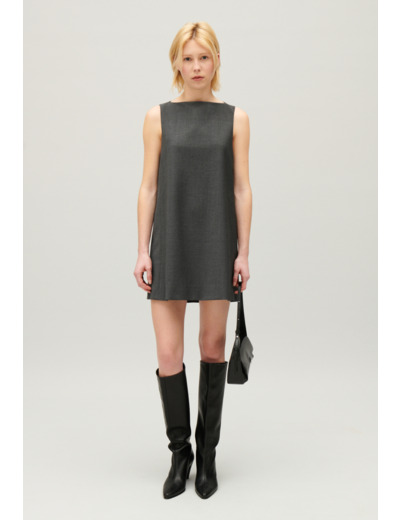 Robe courte gris chiné