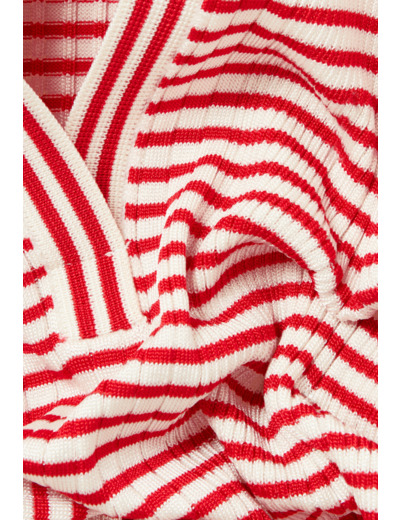 Top maille fine rayé volants