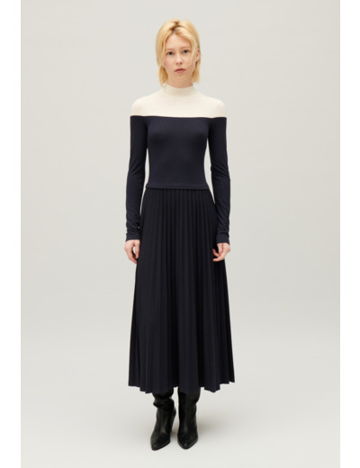 Robe Twist longue plissée tricolore