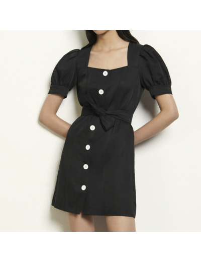 Robe courte en lin mélangé à nouer