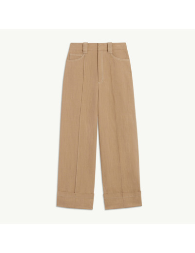 Pantalon large en lin et coton
