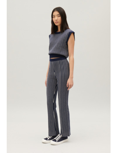 Pantalon maille rayures