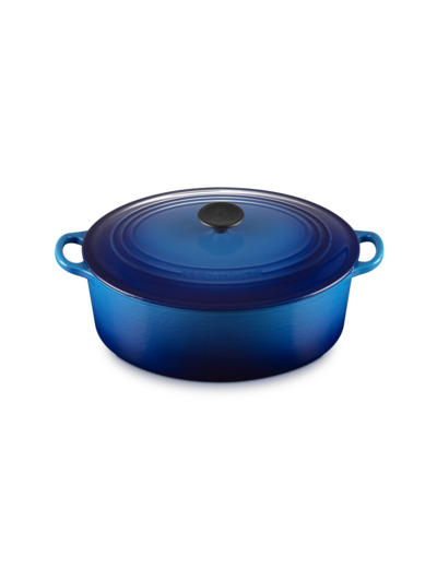 Cocotte ovale 31cm en fonte émaillée bleu azur