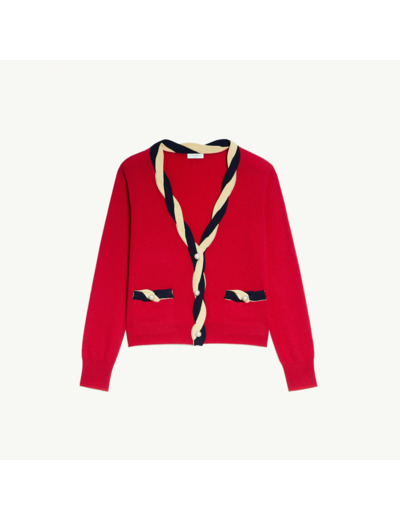 Cardigan court en laine et cachemire