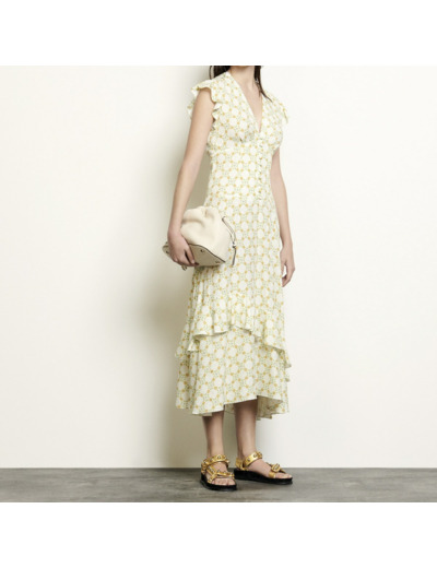 Robe longue en jacquard imprimé