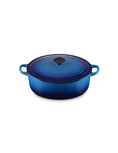 Cocotte ovale 29cm en fonte émaillée bleu azur