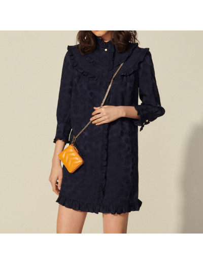 Robe courte en jacquard marguerites