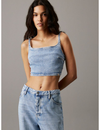 TOP EN DENIM À BRETELLES