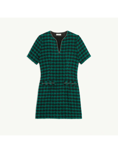 Robe courte en tweed et galon fantaisie