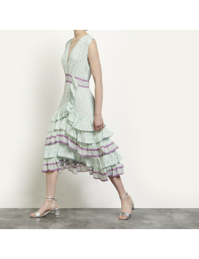 Robe longue imprimée à volants