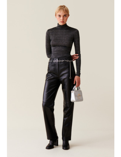 Sous-pull jersey brillant col haut