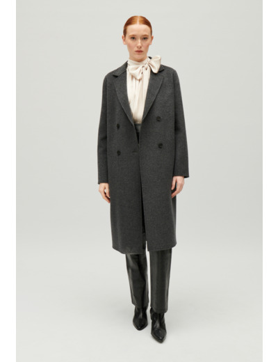 Manteau laine double face gris chiné