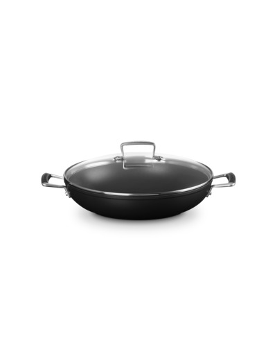 Sauteuse provençale 30cm Anti-adhérente Les Forgées avec couvercle en verre