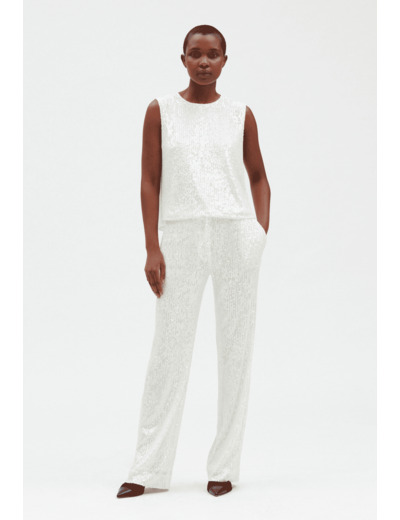 Pantalon à sequins blanc