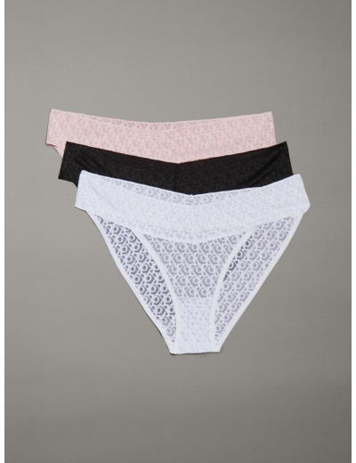 CULOTTE BIKINI BASSE TAILLE AVEC DENTELLE LOGO - PACK DE 3