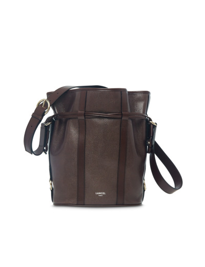 ELSA FACON IGUANA ET CUIR LISSE - SAC SEAU - Chocolat