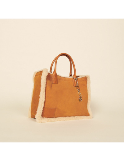 Cabas en cuir et fourrure