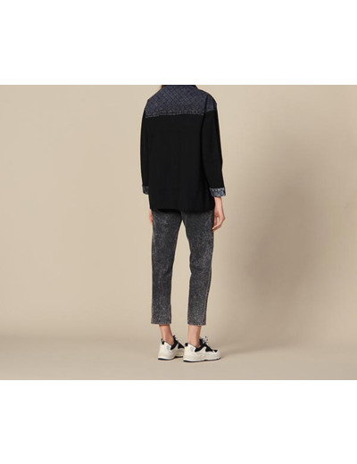Cardi-coat à empiècement en jean