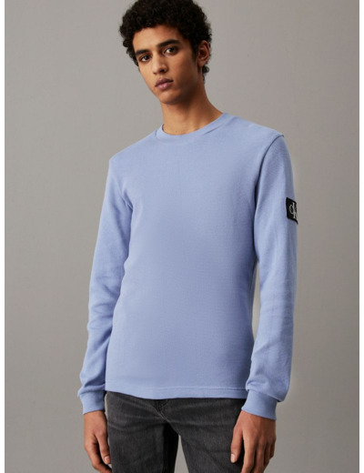 T-SHIRT À MANCHES LONGUES EN COTON WAFFLE SLIM