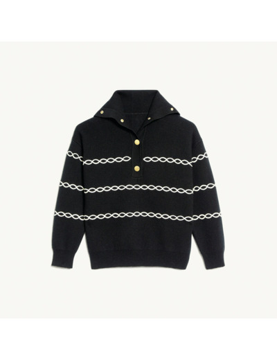 Pull marinière à torsades contrastées