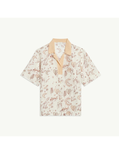 Chemise imprimée et col en  crochet