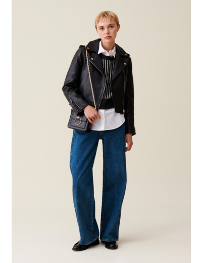 Veste cuir lisse cintrée