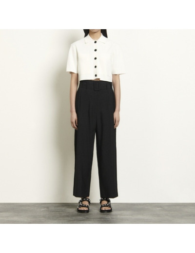 Pantalon taille haute avec ceinture