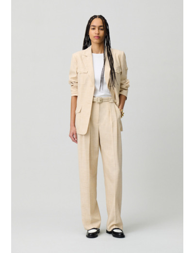 Pantalon large taille haute