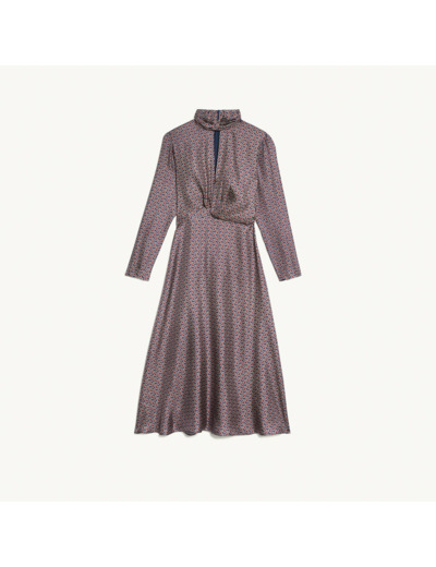 Robe en soie imprimée drapée
