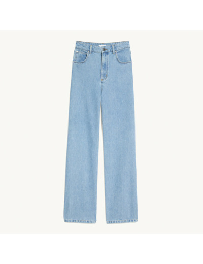 Jean large droit 5 poches délavé